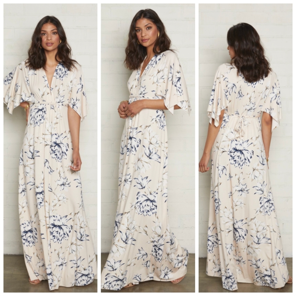 Rachel Pally pale pink floral jersey caftan